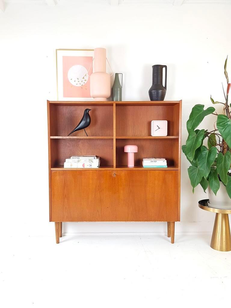 Vintage Deense Klep Kast | Wandkast | Teak Fineer image 3