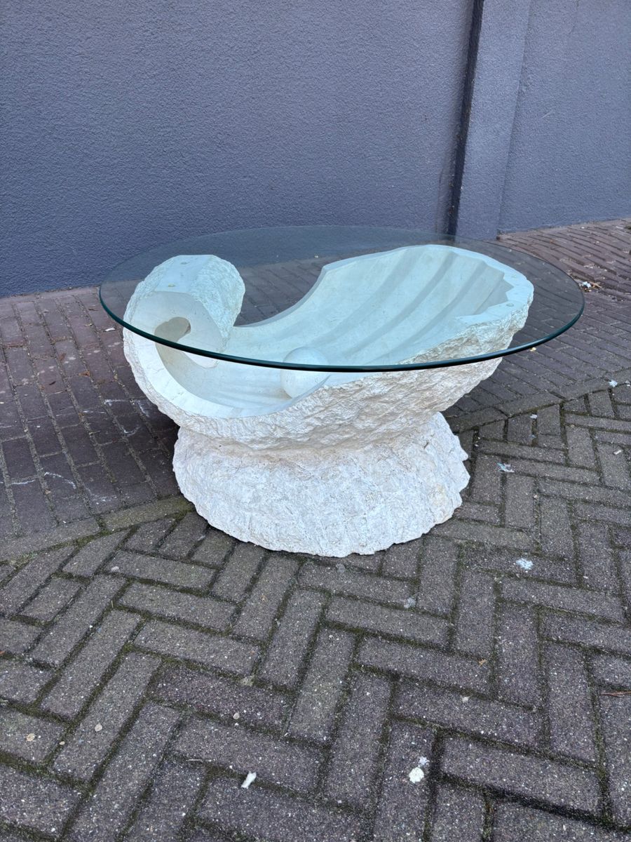 Vintage Parel Salontafel Van Fossielsteen image 7