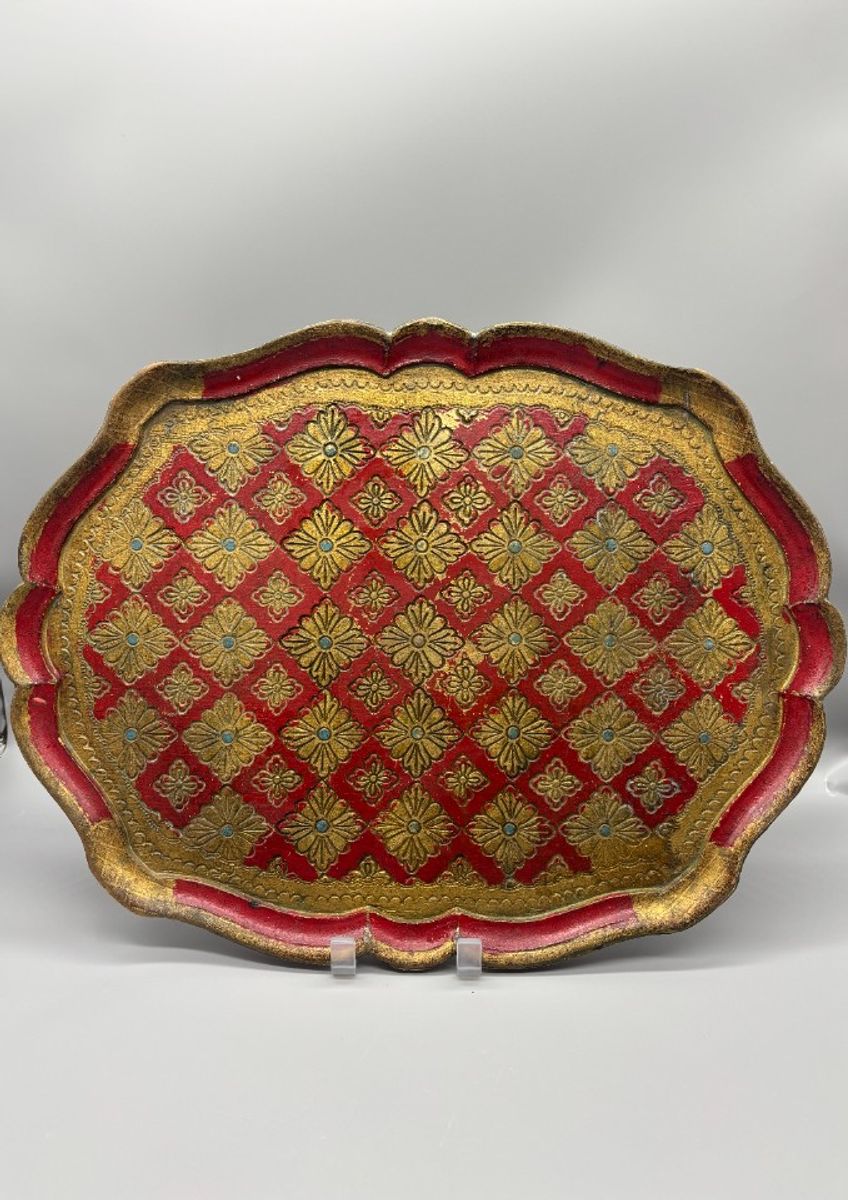 Florentijns Vintage Dienblad Rood/goud 60's image 8