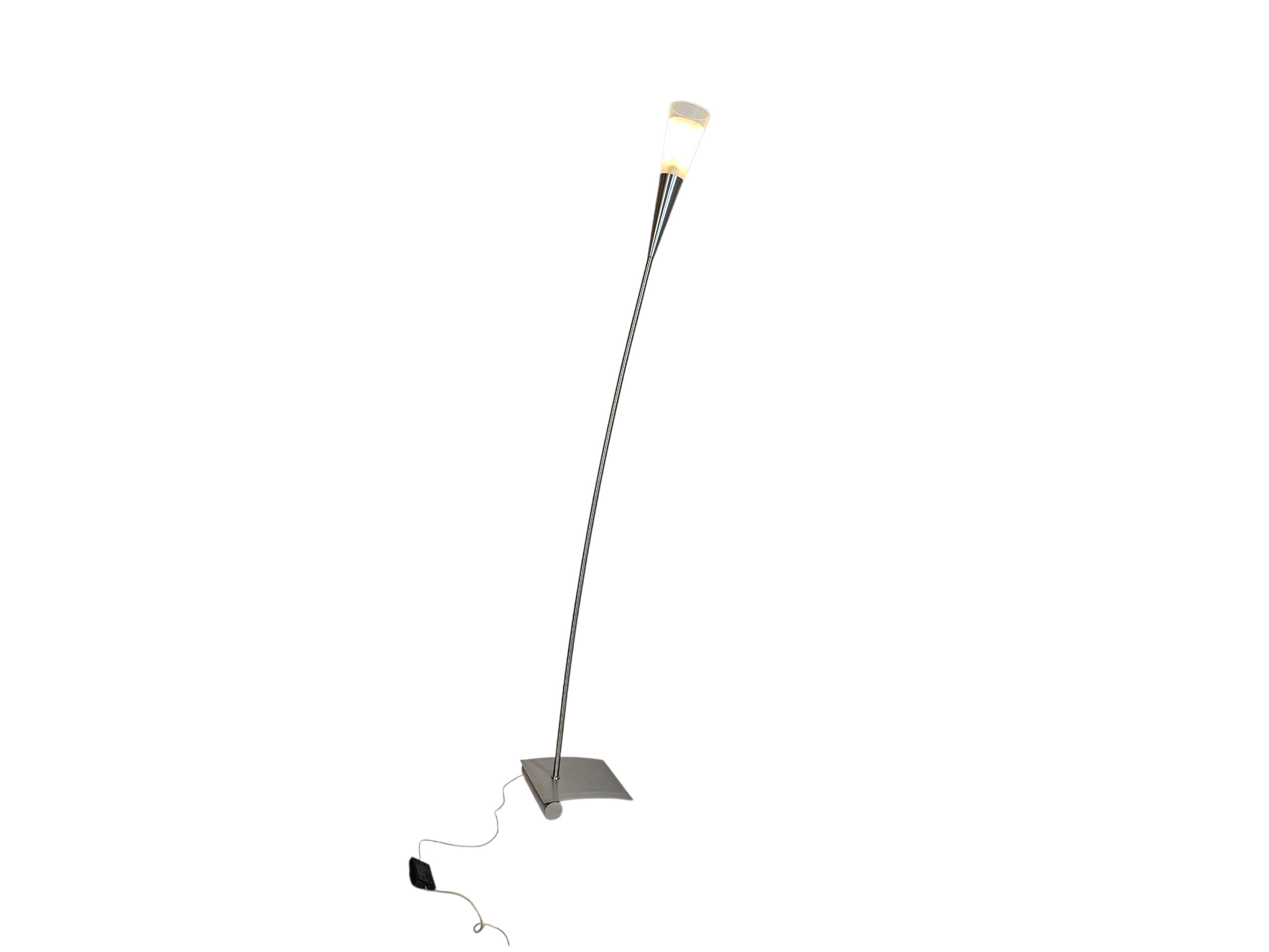 Hala Zeist - Vloerlamp - Geborsteld Staal - Gesatineerd Glas - Post Modern - 90's image 4