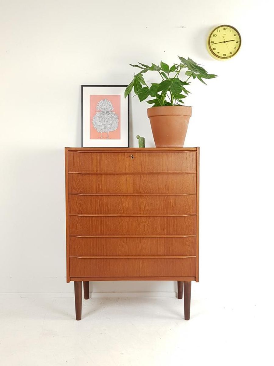 Vintage Teak Houten Ladenkast Deens 6 Lades Chest Of Drawers image 2