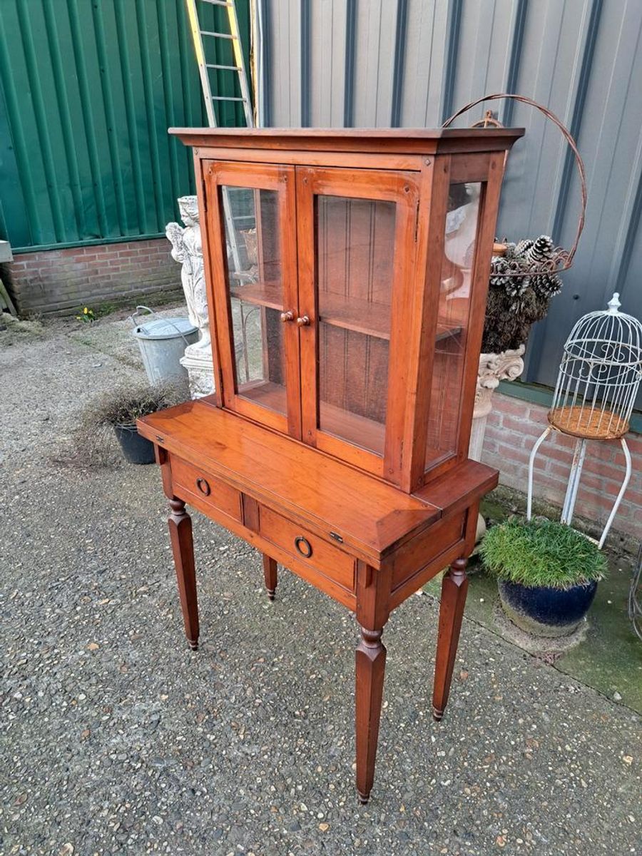 Antiek Vitrinekastje, Schrijfbureau, Secretaire image 5