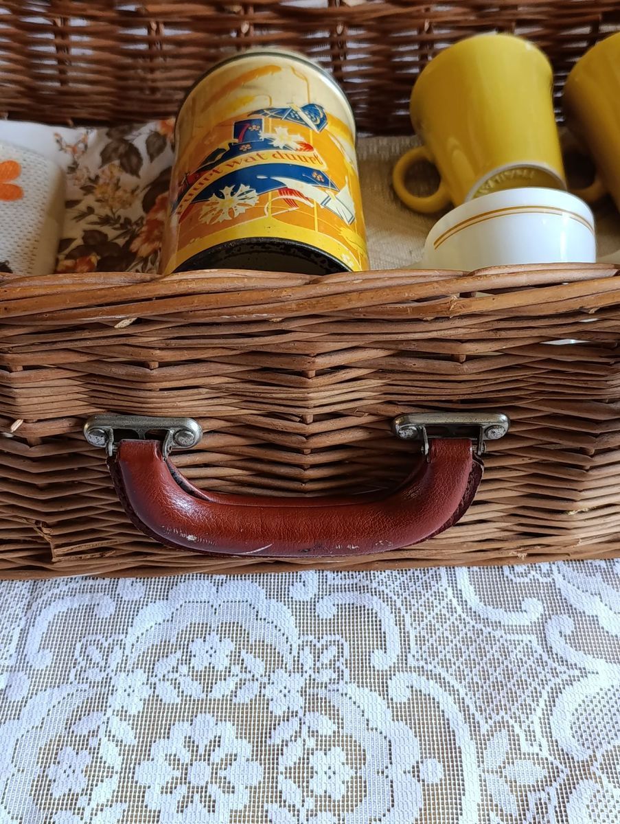 Vintage Picknickmand Van Optima England, Uniek & Duurzaam Gerestyled image 11