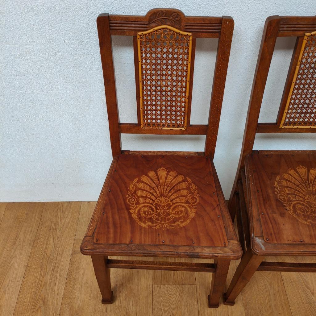Vintage Houten Café Stoelen, Bistrostoelen, Eetkamerstoelen Set Prijs image 7