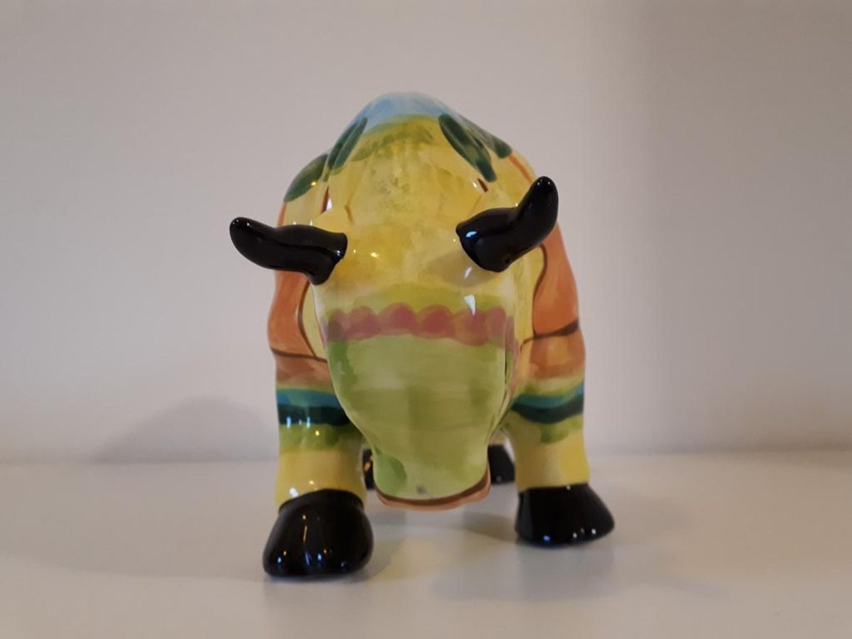 * Porselein Stier Cowparade Stijl Retro Spaarpot image 3