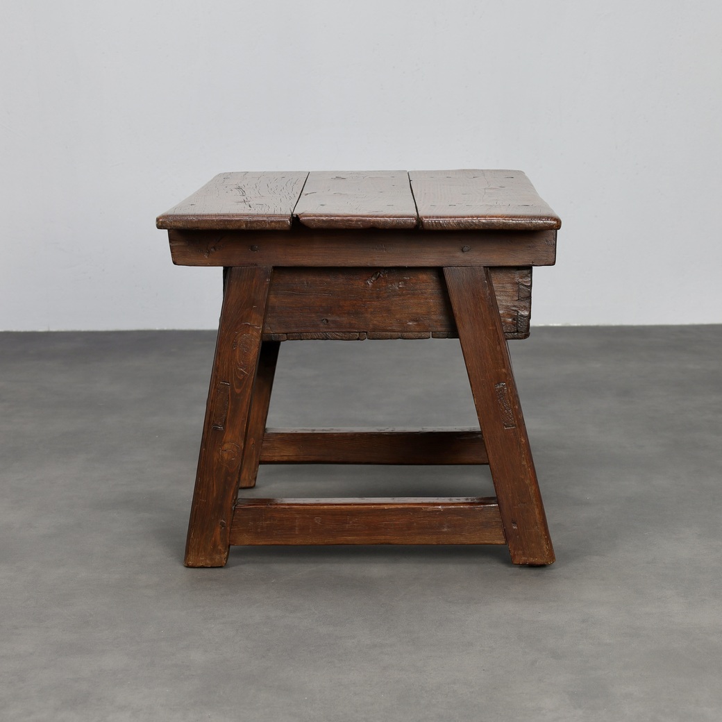 Antique Wooden Side Table With Drawer, 18th Century image 4