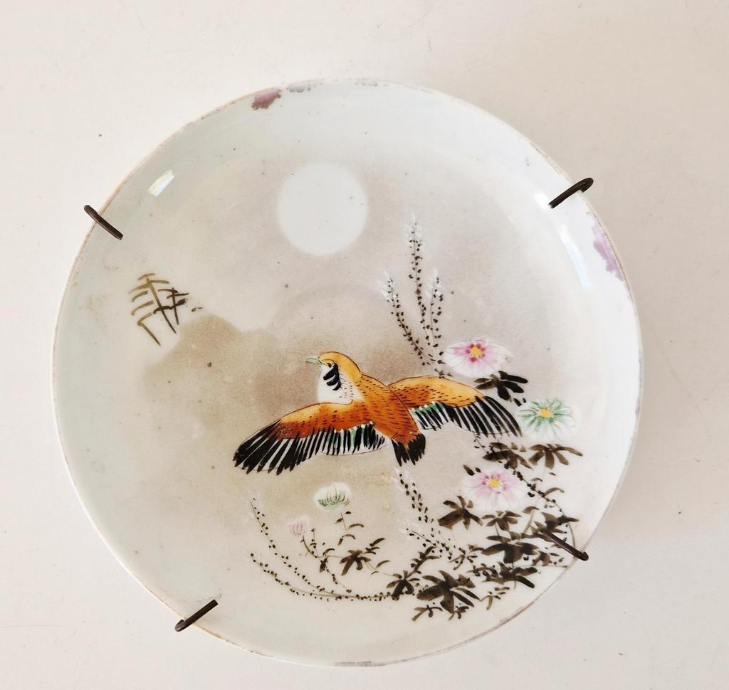 Antiek Wandbordje Schotel Met Vogel image 2