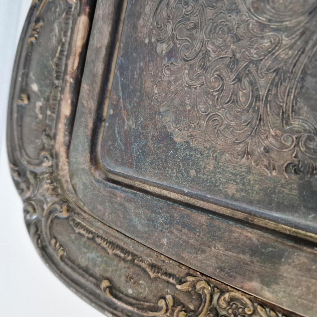 Antieke Serveerschaal Zilverkleurige Schaal Bord image 6