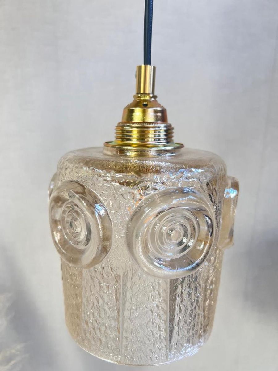 Hanglamp Amberkleurig Glas Goudkleurig Armatuur Jaren 70 image 5