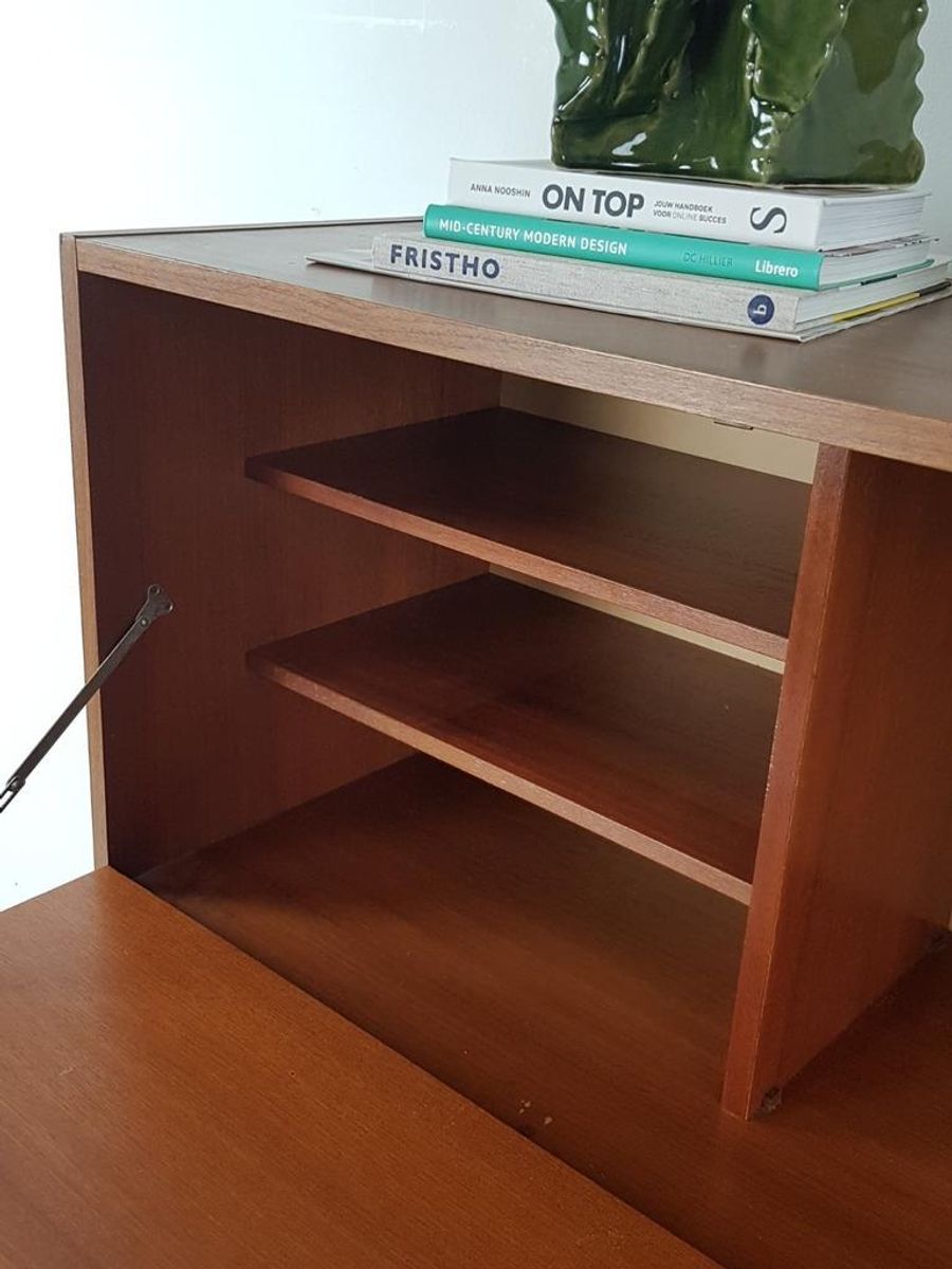 Vintage Fins Kastje Teak Fineer Secretaire image 4
