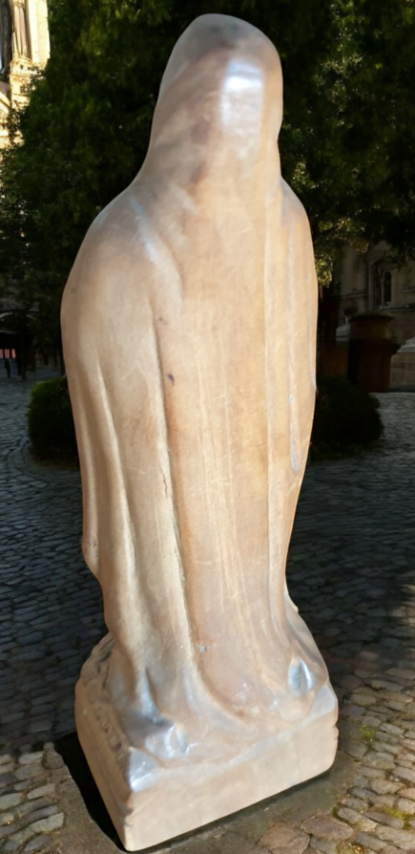 Prachtig Oud Houtsnijwerk Maria Beeldje H 20 Cm image 6