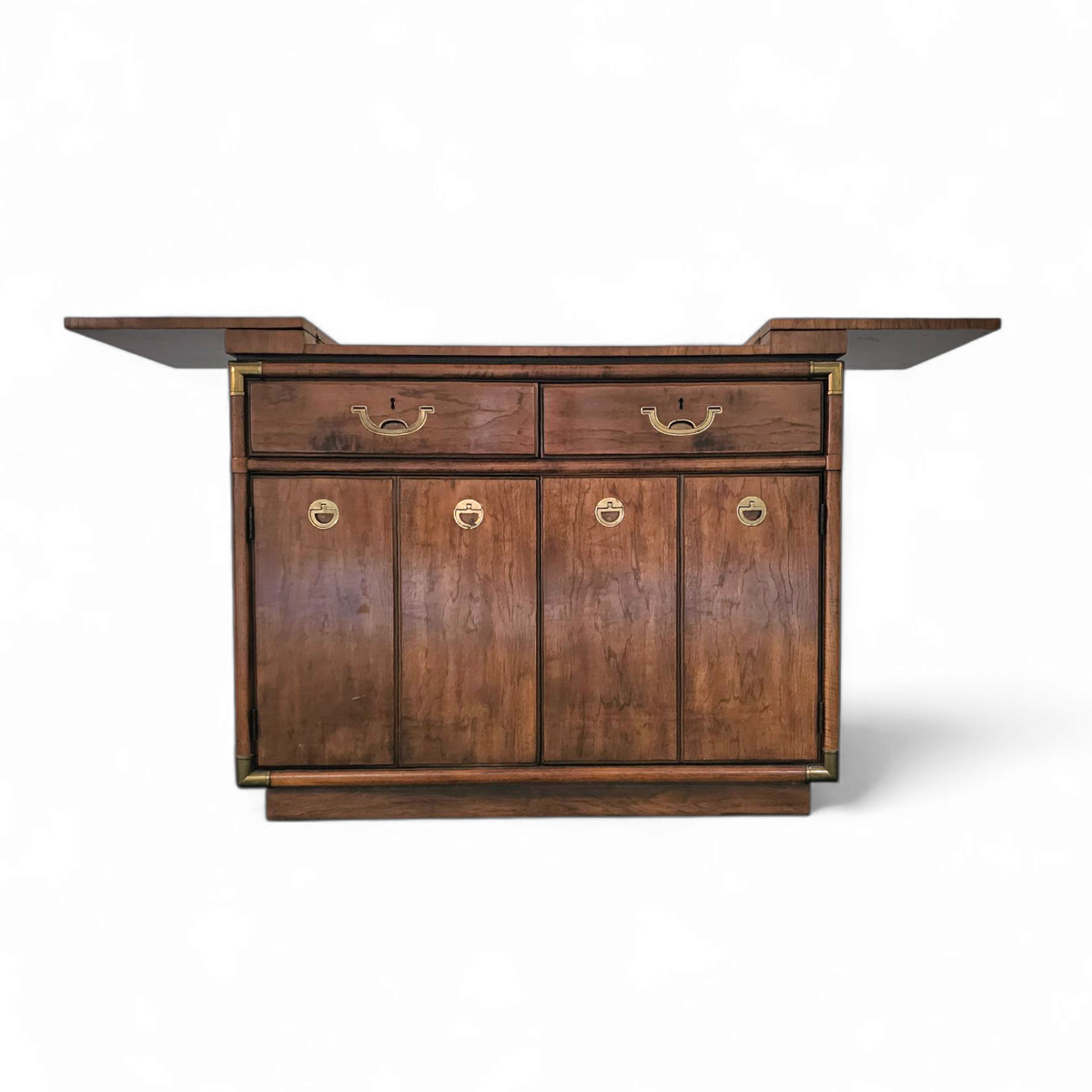 Vintage Drexel Accolade Campaign Server Dry Bar On Casters / Flip Top 1980s image 16