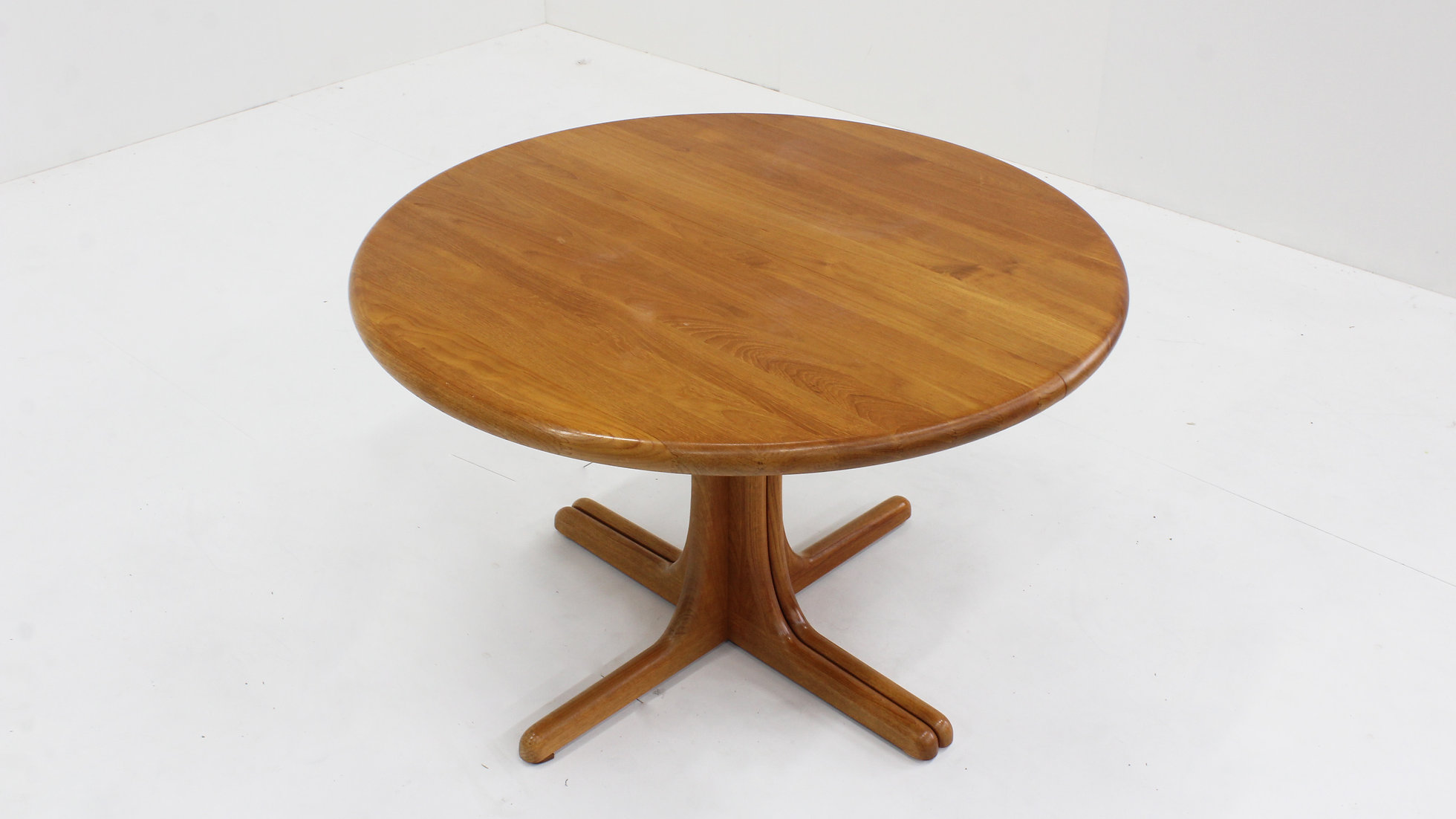 Vintage Deense Ronde Uitschuifbare Eettafel Tafel Massief Teak image 3