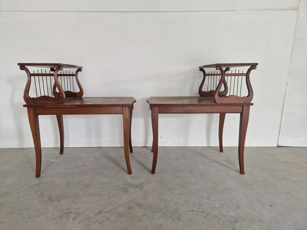 Klassiek Art Nouveau Jugendstil Harp Bijzettafeltjes. image 6