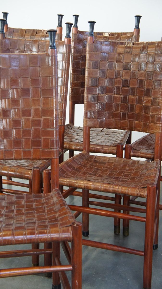 Set Van 6 Schuitema Eetkamerstoelen Uit De Shaker Collectie Met Gevlochten Leren Zitting image 11