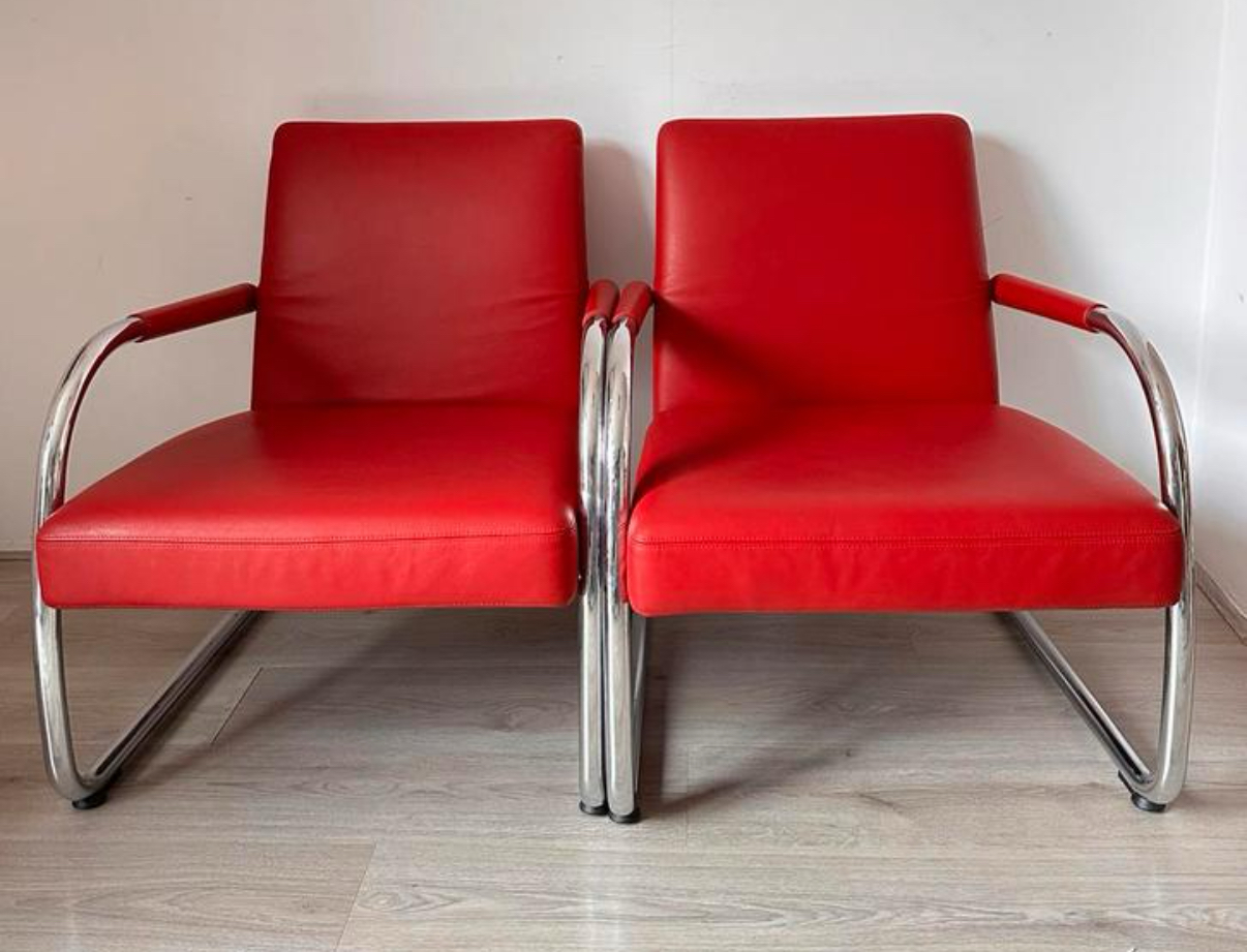 2x Vitra Visalounge Leather Armchairs By Antonio Citterio image 9