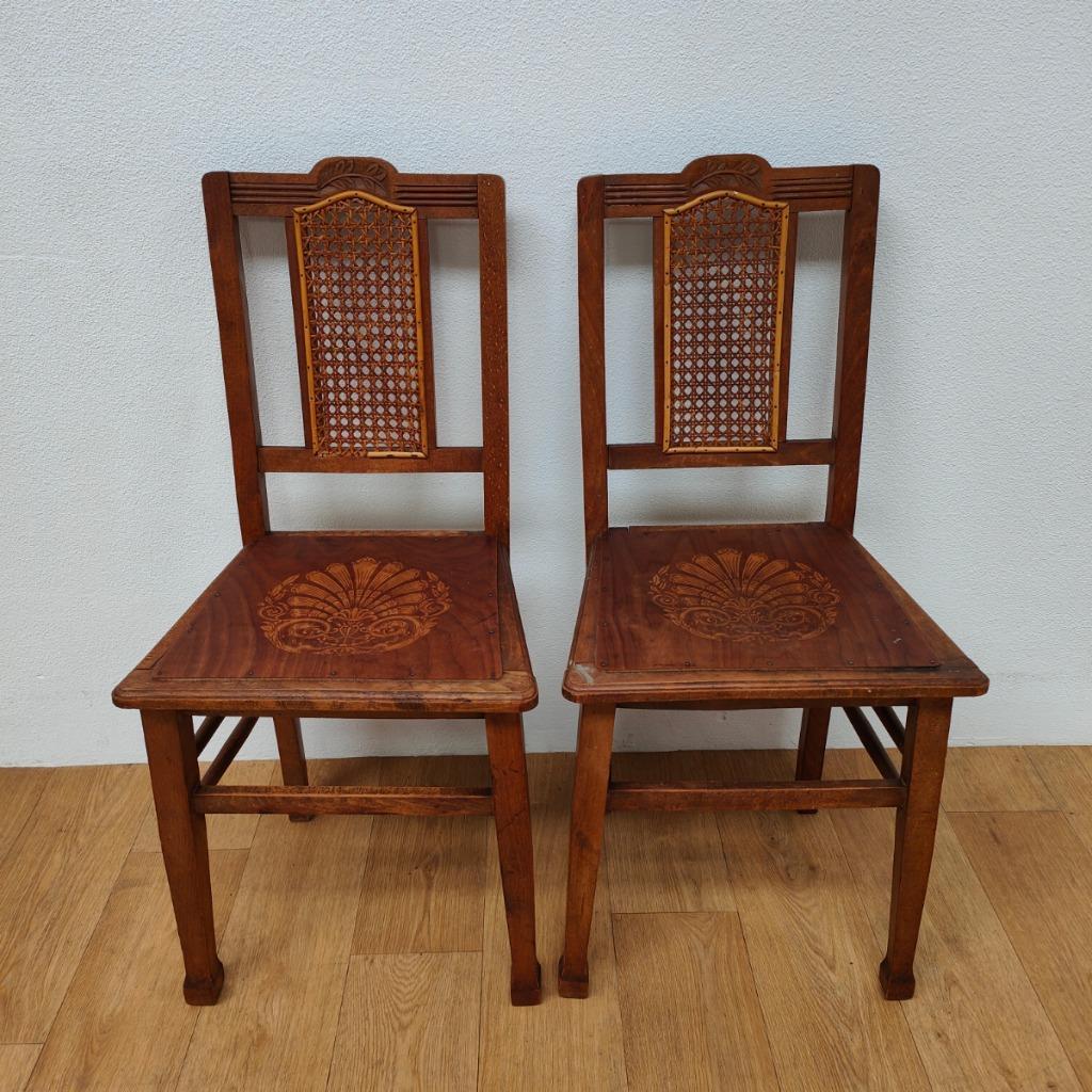 Vintage Houten Café Stoelen, Bistrostoelen, Eetkamerstoelen Set Prijs image 4
