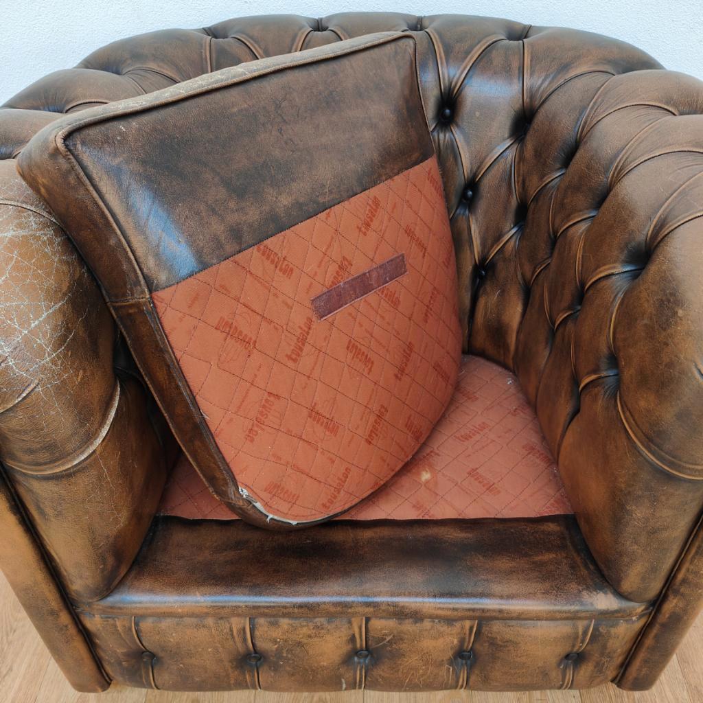 Vintage Leren Chesterfield Stijl Fauteuil, Stoel image 14
