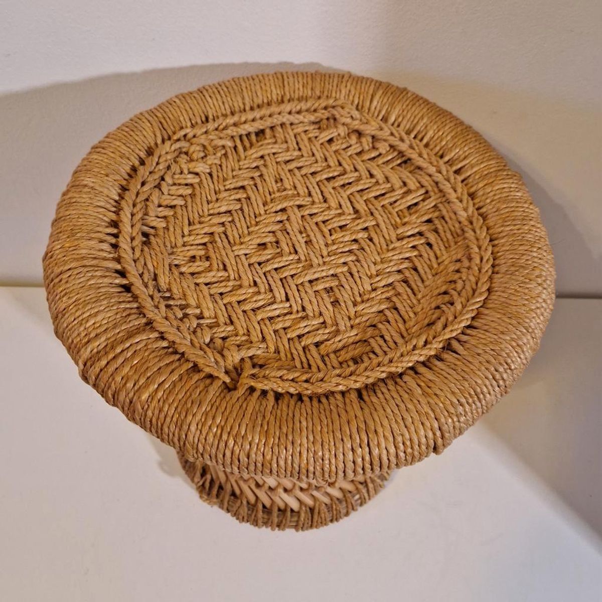 Vintage Bamboe Krukje Rotan Kruk Plantentafel Jaren 70 image 4