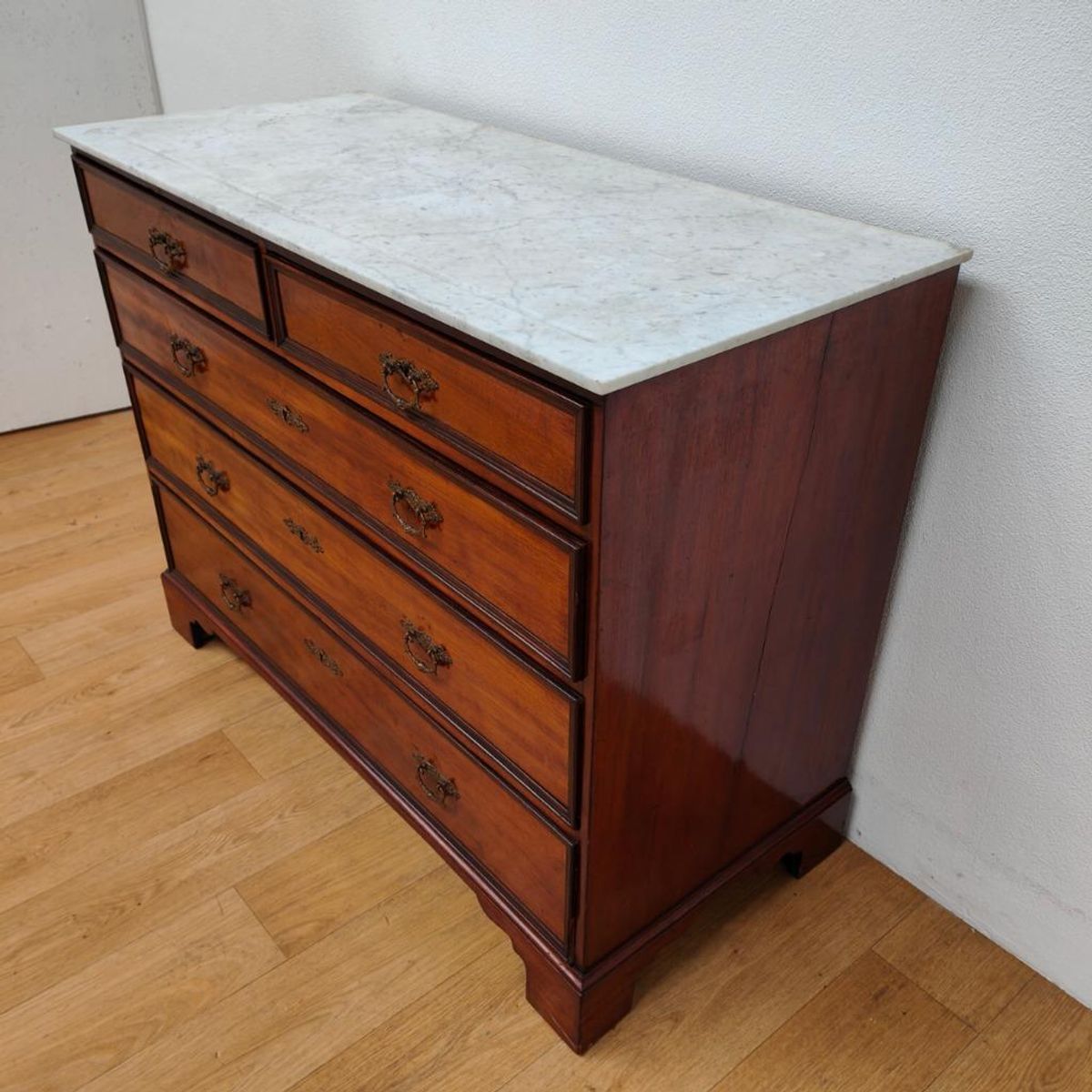 Vintage Antiek Dressoir Commode Ladekast Badkamermeubel Met Marmer Blad 704 image 5