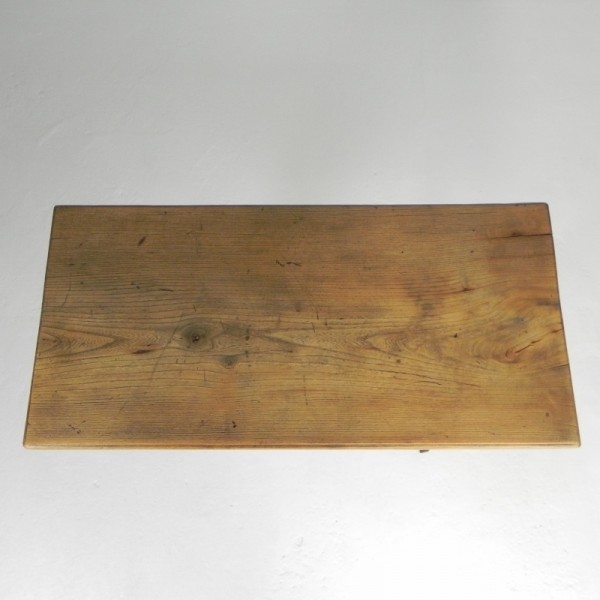 Art Deco Bistrotafel Met Eiken Blad Op Gietijzeren Frame image 9