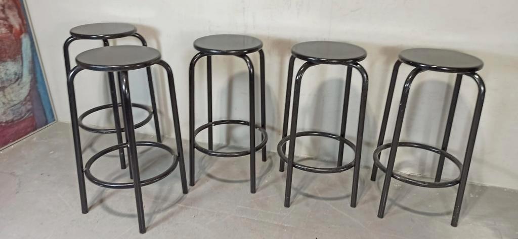 5 X Vintage Barkruk, Zwart, P/p/s image 14