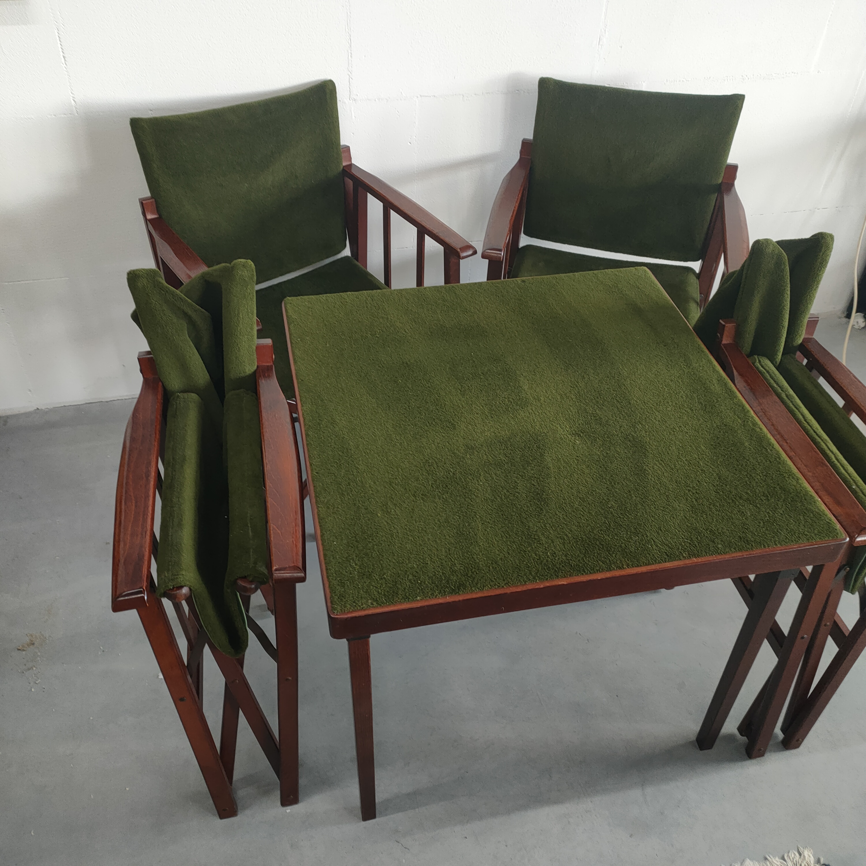 Unieke En Zeldzame Jaren 50 Green Brothers 'foldable' Regisseursstoelen Bridge Tafelset image 13