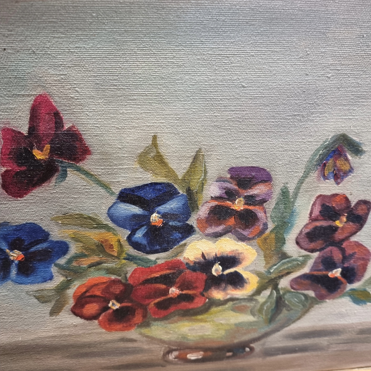 Vintage Olieverf Schilderij Met Violen image 8
