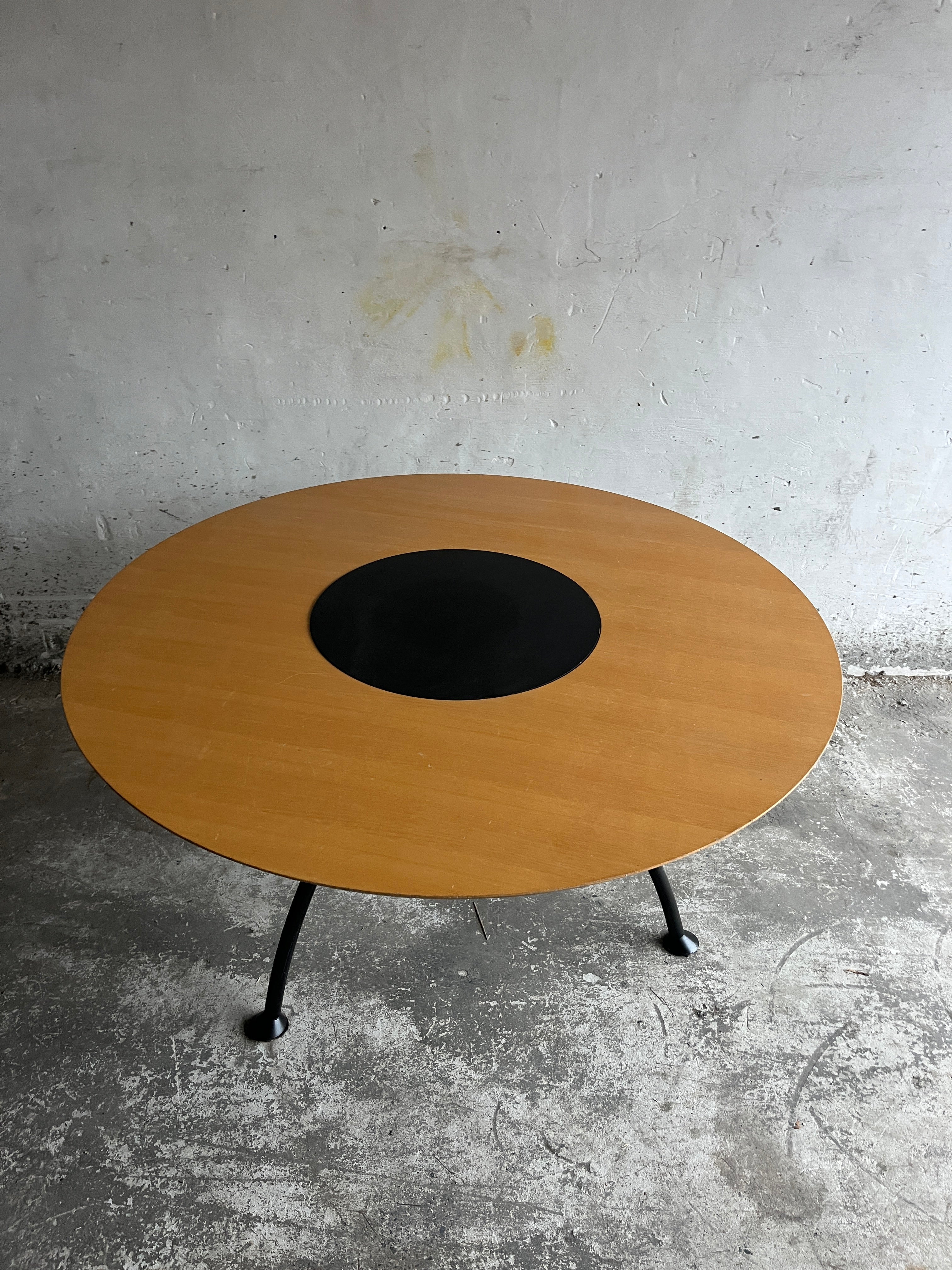 Round Dining Table With Rotating Black Center Disc image 7