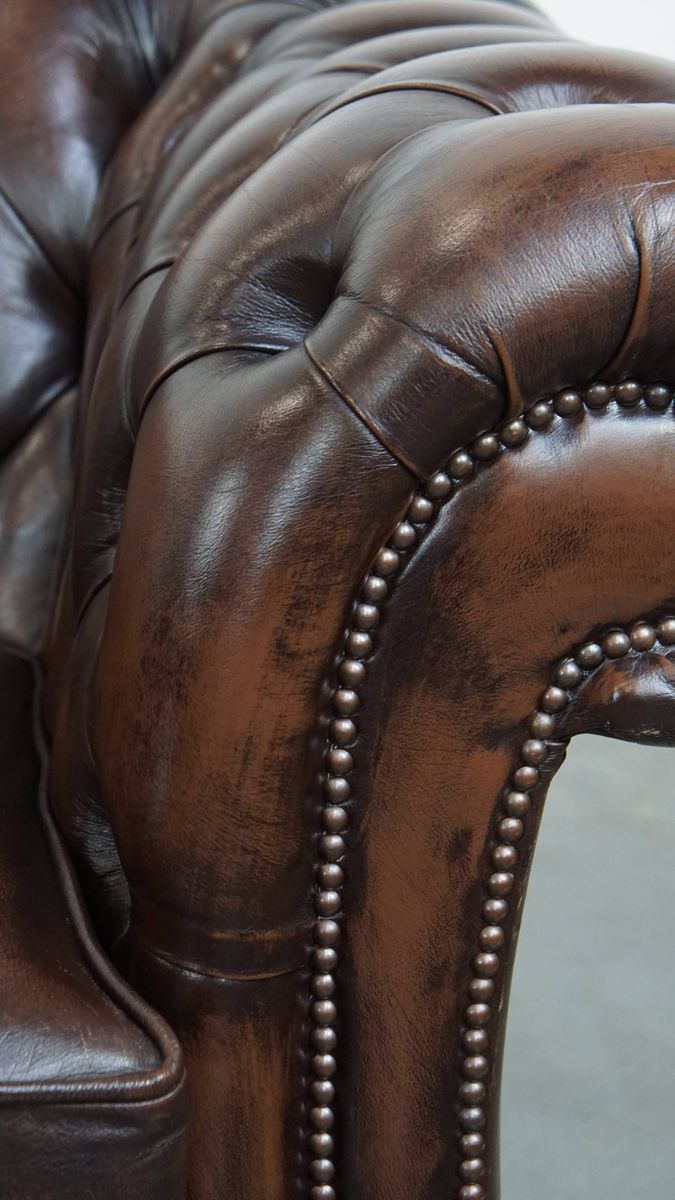 Luxe En Charmante 3-zits Rundleren Chesterfield Bank In Engelse Stijl image 11