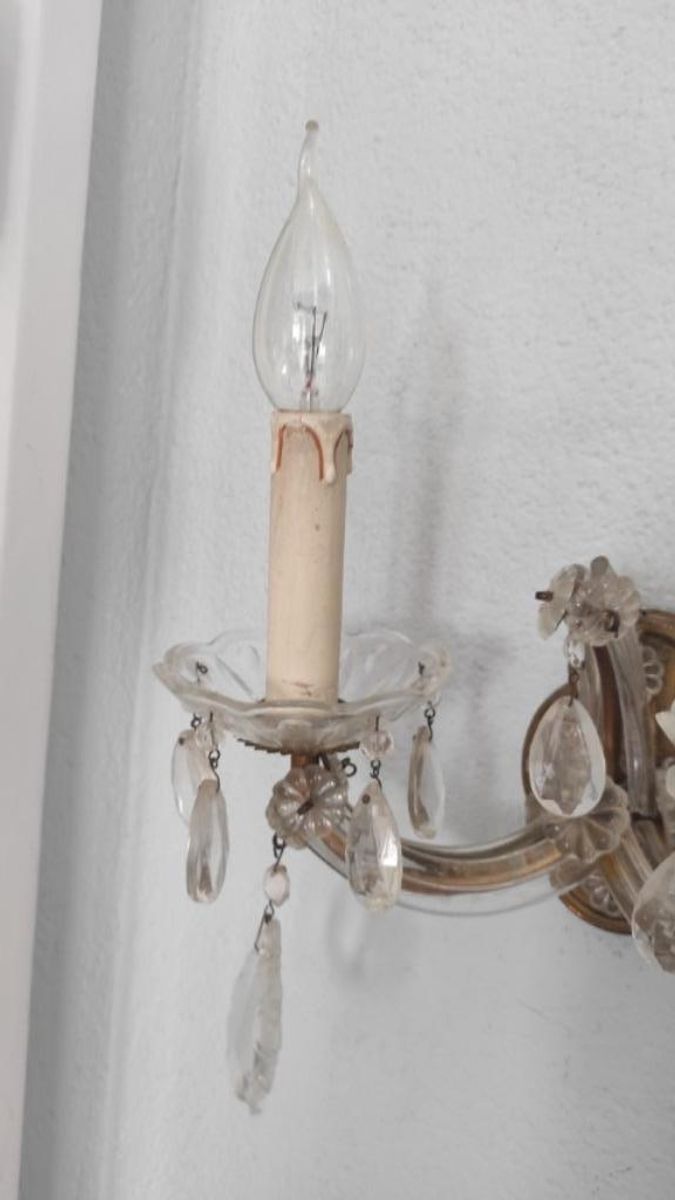 Vintage Brocante Wandlamp Met Glazen Pegels image 11