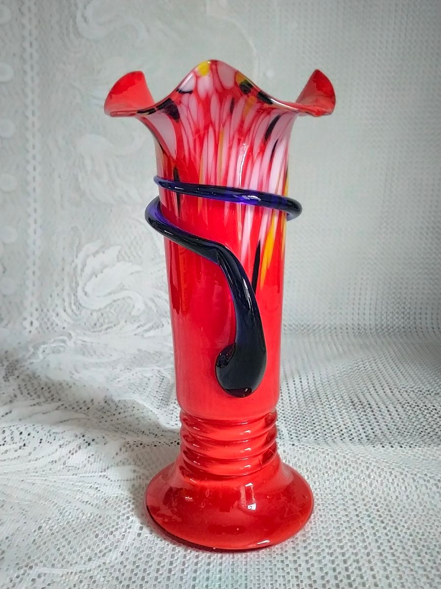 Prachtige Vintage Vaas Tsjechisch Spatterglas image 2