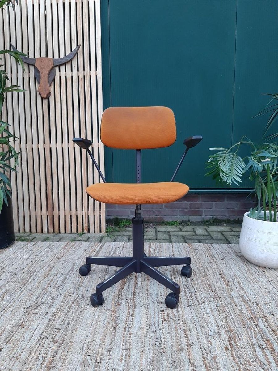 Vintage Bureaustoel Martin Stoll Retro Design Stoel Oker 70 image 2