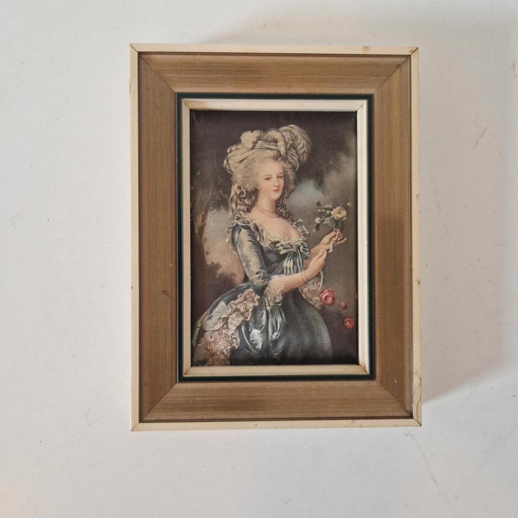 Vintage Zijde Lijstje Kitsch Mini Schilderijtje image 2