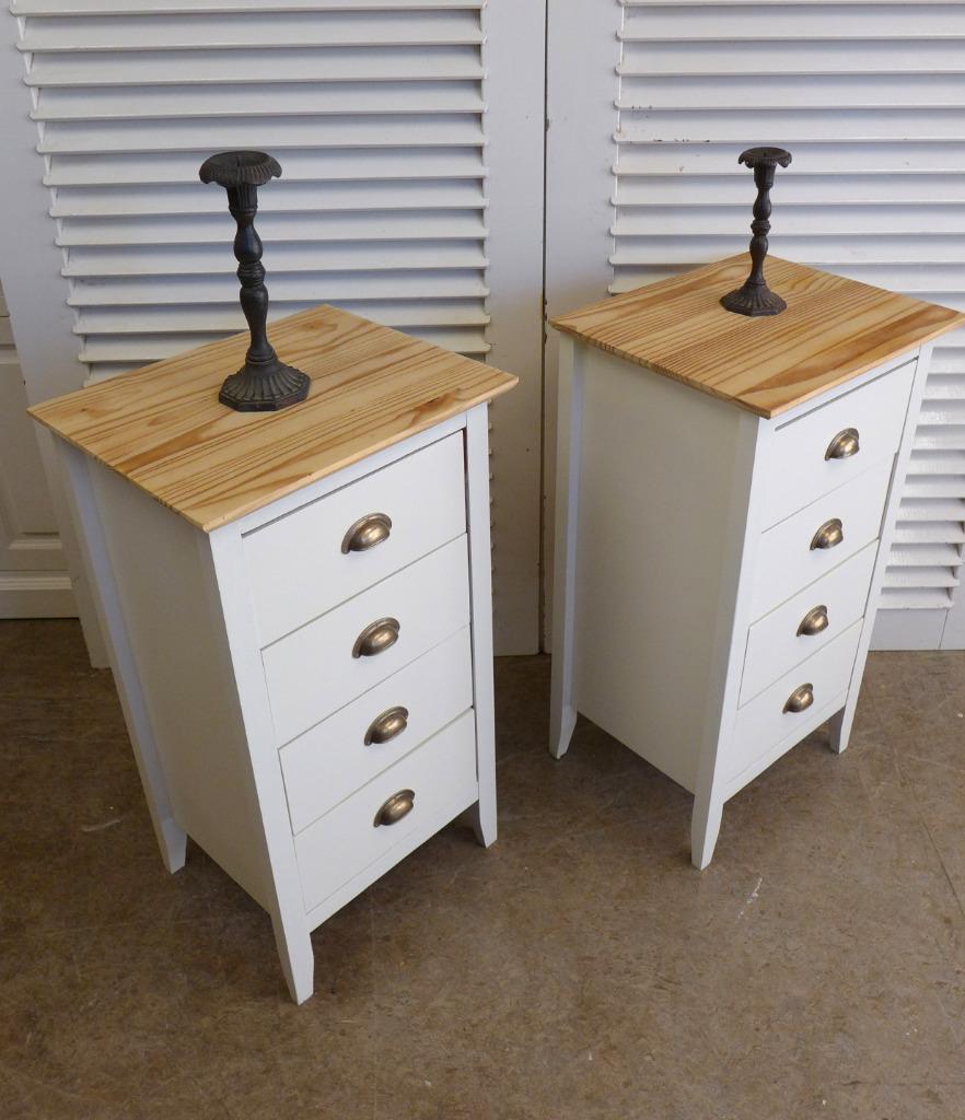 Mooi Set Van 2 Grote Witte Landelijke Lade Nachtkastjes image 4