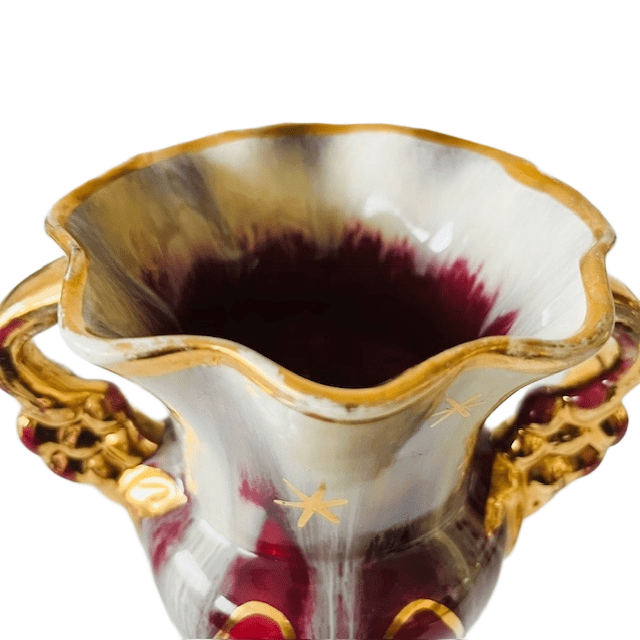 Mid-century Jasba Vaas Fuchsia Wit Goud Barok 1950’s image 6