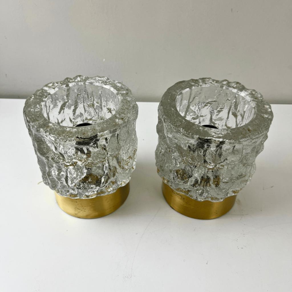 2x Midcentury Tafellamp - Peill & Putzler - Ijsglas, Goud image 4
