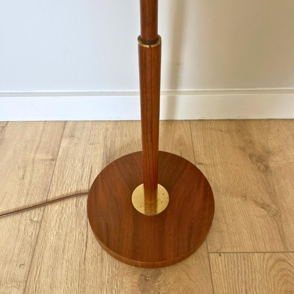 Midcentury Design Vloerlamp - Teak, Ecru Kap Temde Leuchten image 6