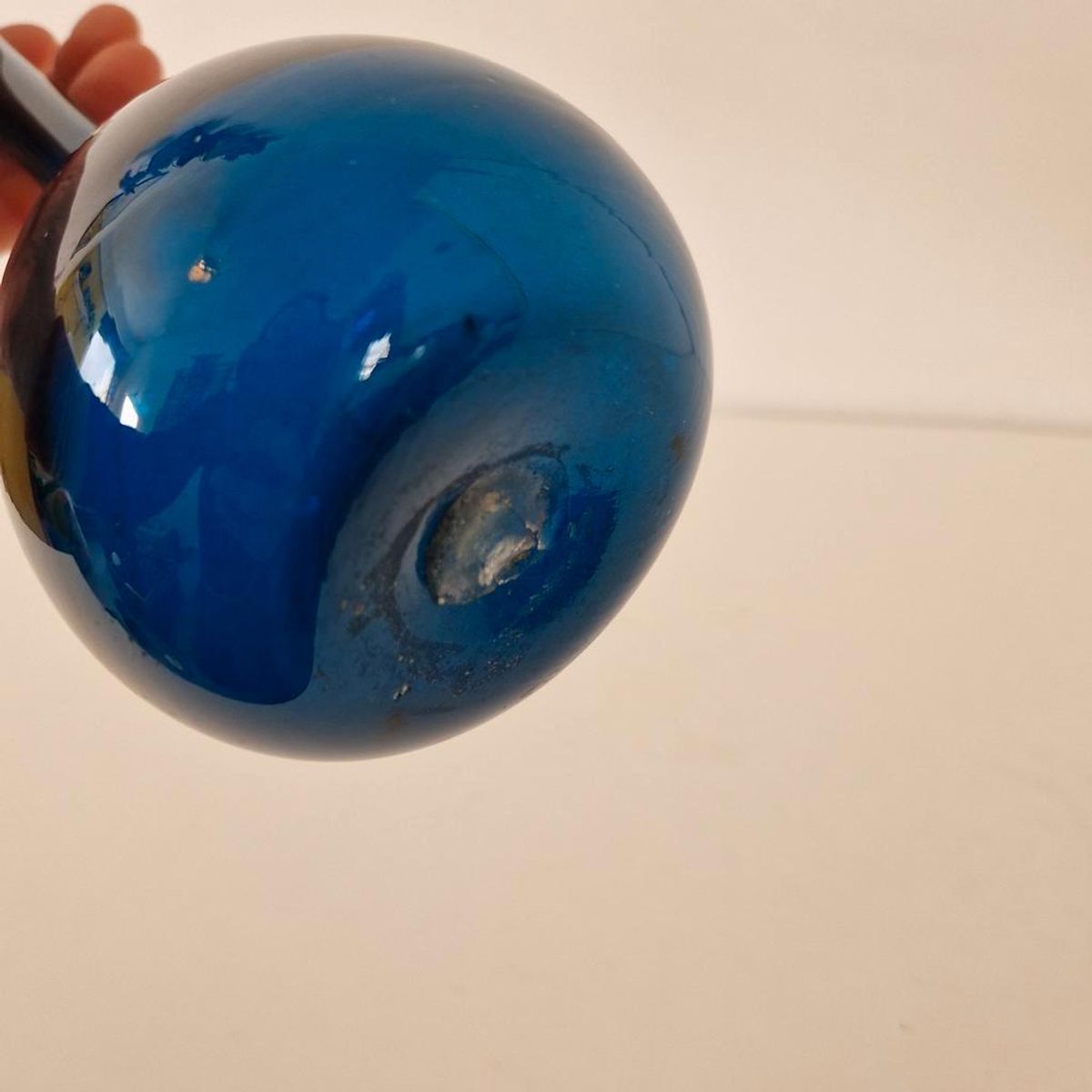 Vintage Petrol Blauwe Glazen Vaas Fles Vaasje Jaren 60 image 11