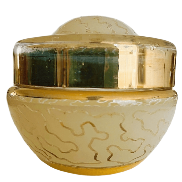 Art Deco Sieradendoosje Glas Goud Geel Patroon 1950’s image 4