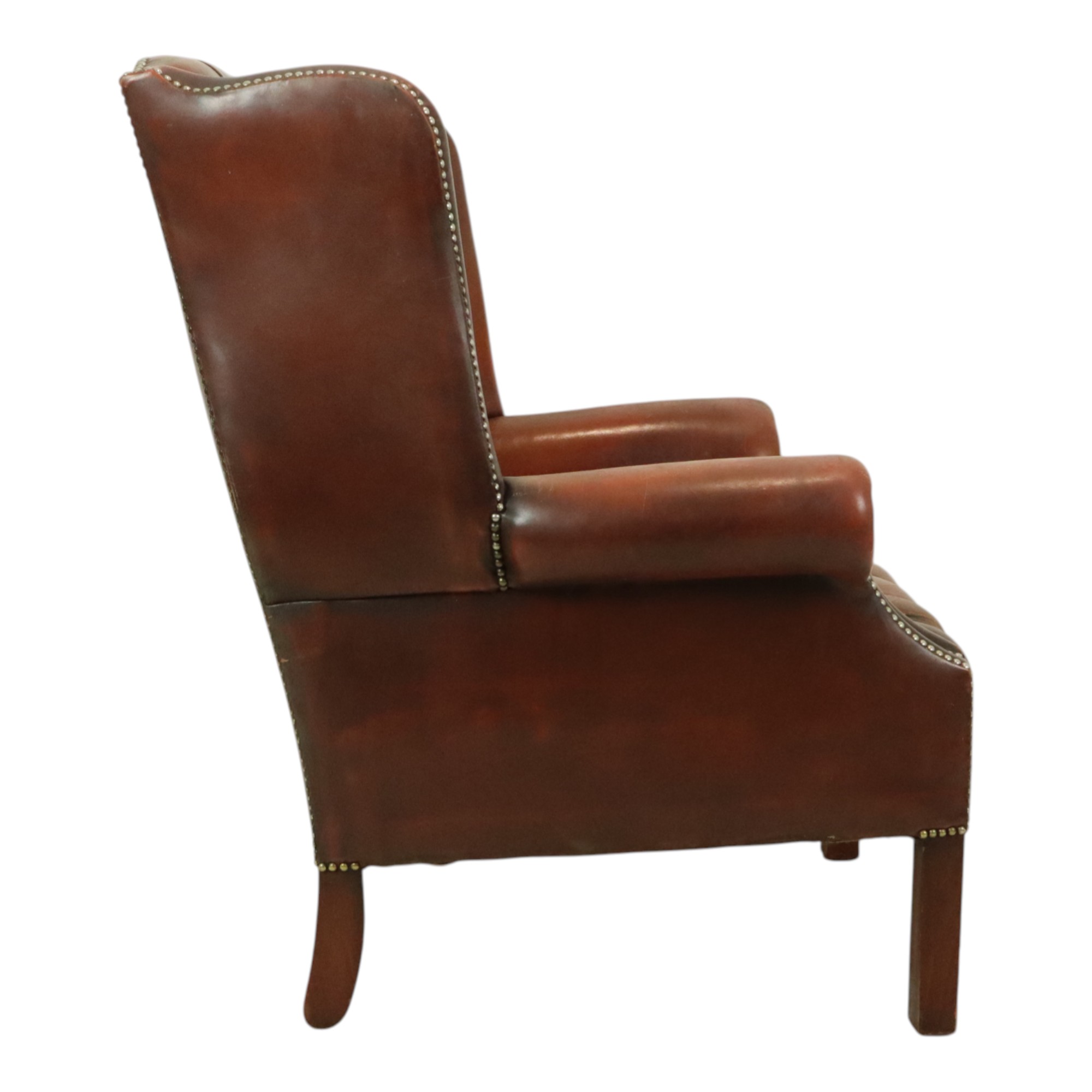 Oude Chesterfield Zetel Bruin Leder Wingchair Oorfauteuil image 11