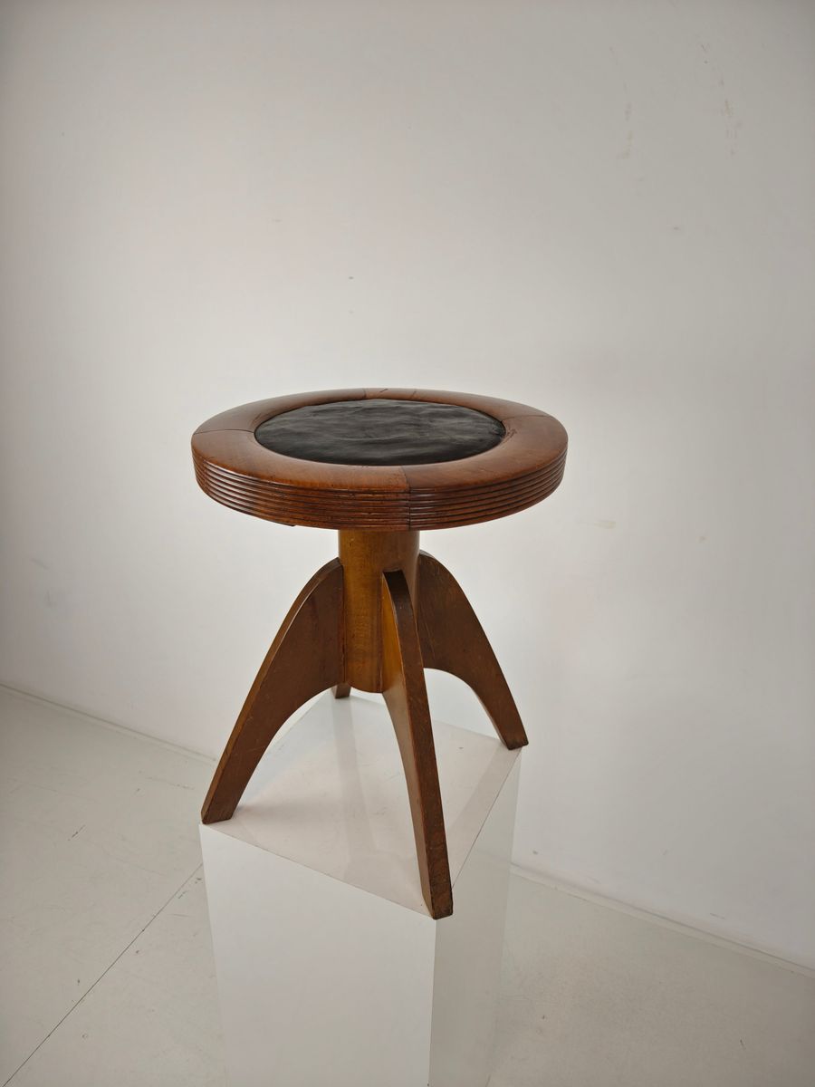 Art Deco Verstelbare Pianokruk Met Leren Zitting – Ca. 1920 image 11