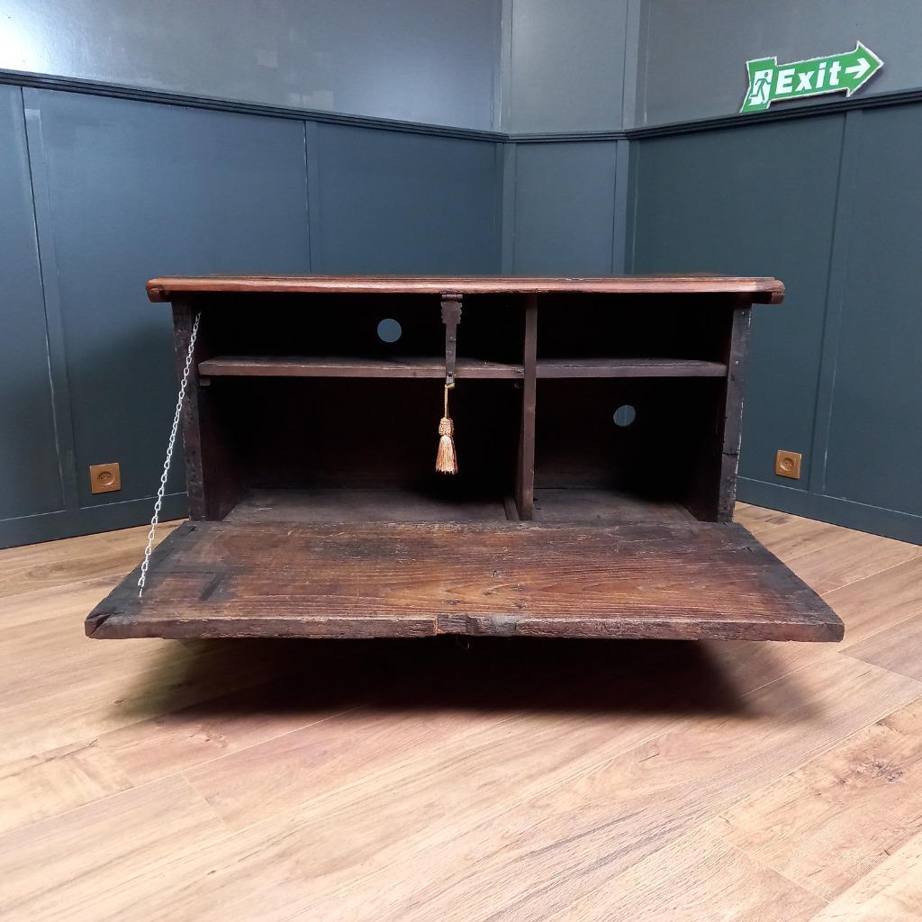 Grote Spaanse Antieke Kastanjehouten Primitieve Kist image 3