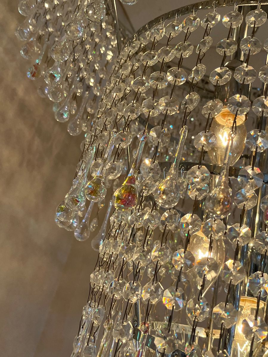 Xxl Vintage Opaline Teardrop Kroonluchter Pegels Kristal Hanglamp image 5