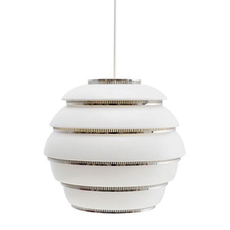 Artek Aalto A331 Hanglamp Ø33 Wit, Verchroomde Ringen image 2
