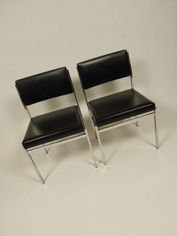 2 X Vintage Zwarte Stoelen, Jaren 60 image 9