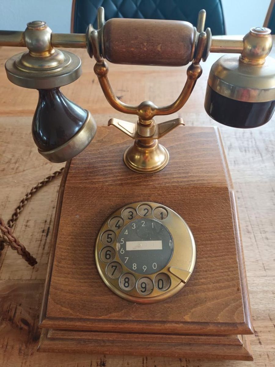 Vintage Houten Draaischijf Telefoon Ptt image 2