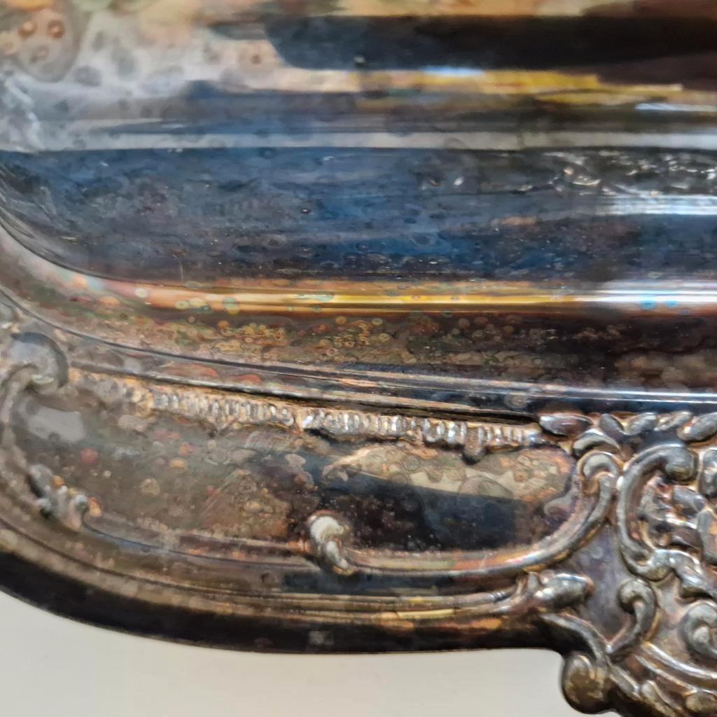 Antieke Serveerschaal Zilverkleurige Schaal Bord image 15