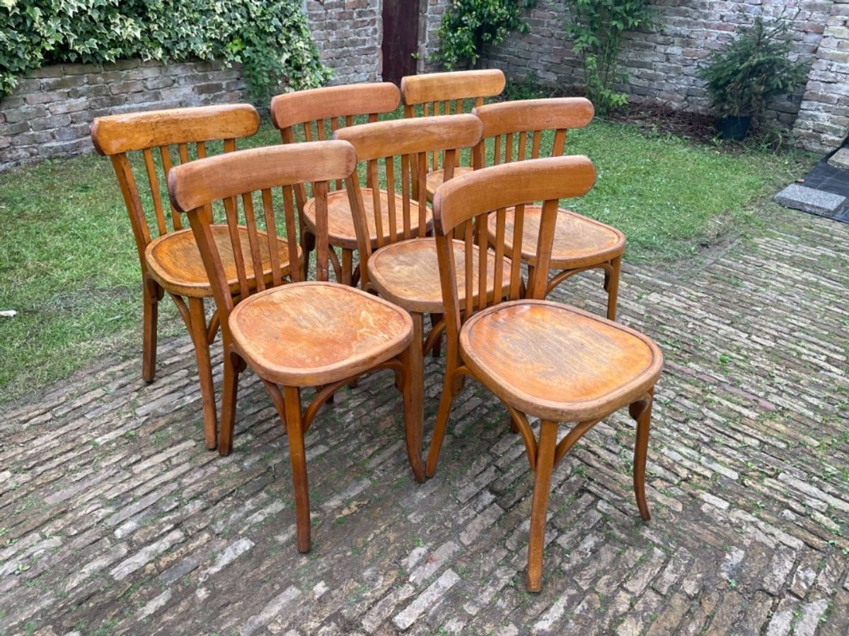 6 + 1 Baumann Bistrostoelen Keukenstoeln Café Stoelen Frans image 19