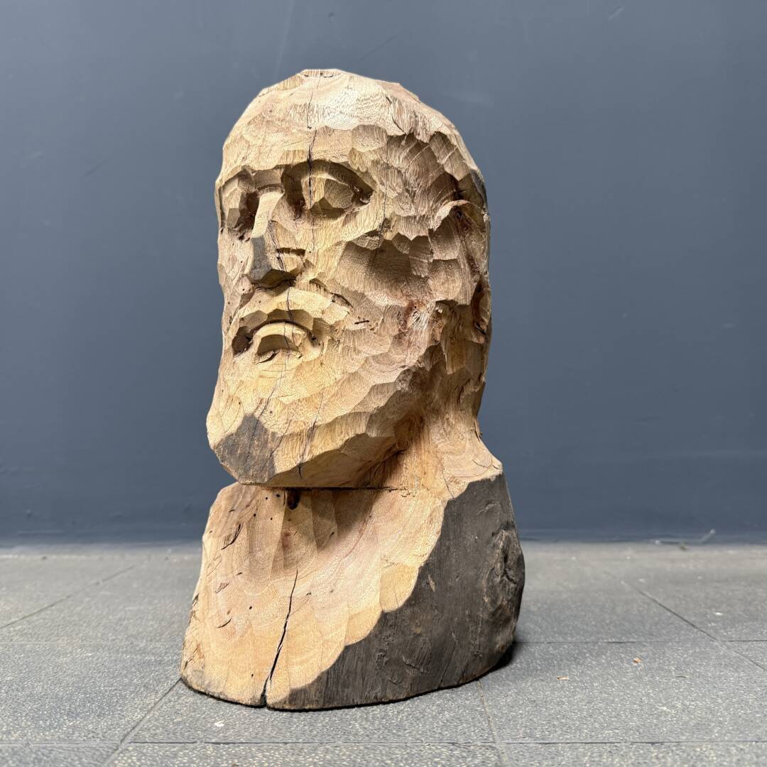 Uit Hout Gesneden Hoofd Of Buste Van Een Man Met Baard image 7